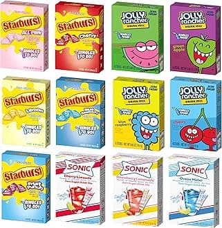 SINGLES TO GO! Drink Mix Variety 12 Pack - 3 Sonic Flavors, 4 Jolly Rancher Flavors and 5 Starburst Flavors - Powdered Drink Mix - On the go Convenience