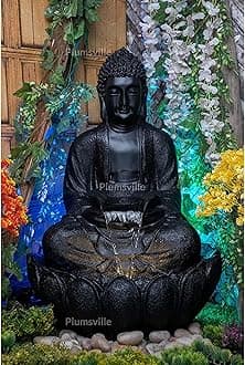 Lotus Buddha Water Fountain (Black)