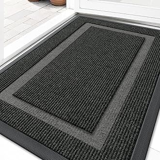Olanly Doormat Indoor/Outdoor Waterproof All Season - Heavy Duty Natural Rubber Fade Resistant Low Profile Easy Clean 29.5X17 Inches, Black