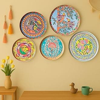 Madhubani Wall Plates for home decoration | Wall decor items for living room | Metal Wall décor | Gift items for unisex |wall art | wall showpiece| Home Décor Gift Items | Set of 5 plates