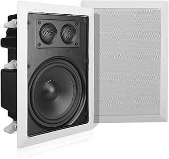 Pyle Ceiling Wall Mount Enclosed Speaker - 400 Watt Stereo In-wall / In-ceiling 6.5" Enclosed Full Range Deep Bass Speaker System - 50Hz-20kHz Frequency Response, 4-8 Ohm, Flush Mount - PDIW87 White