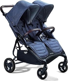 Trend Duo Light Weight Side by Side Double Stroller 2025 (Denim Blue) - Easy and Compact fold, Multi-Position Recline, Large Canopy, Independent Twin Vents and More - Luxurious Twin Pram