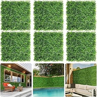 Aboofx Grass Wall Panels, Artificial 6 Pack 10x10in Green Wall Decor Greenery Wall, Hedge Topiary Grass Wall Panels for Indoor Outdoor Patio Garden Privacy Protected (4.17 SQ Feet)