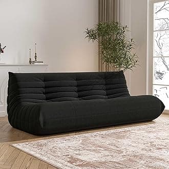 Big Bean Bag Chairs for Adults, 3 Seater Large Bean Bag Chair Sofa, Fireside Chair Lazy Sofa Chair with High Density Comfortable Foam, Modern Bean Bag for Living Room, Bedroom, Office (Black)