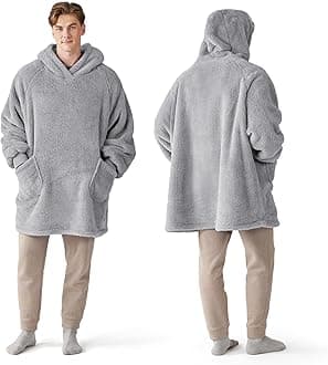 Blanket Hoodie, Wearable Blanket Hoodie as Fathers Day Birthday Gifts for Men Dad Boyfriend, Warm Cozy Giant Big Hoodie Blanket Oversized Sweatshirt for Men Dad Husband Adults, Grey