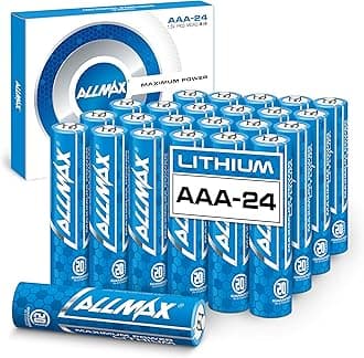 - Allmax AAA Maximum Power Lithium Batteries (24 Count) – Longest Lasting, Leakproof, 20-Year Shelf Life, Ultimate Performance (1.5V)