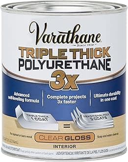 Varathane Triple Thick Polyurethane Clear Wood Finish | Self-Leveling Formula | Scratch And Stain Resistance | Durability In One Coat | Gloss | Quart