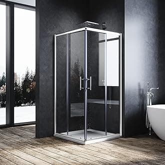 800 x 800 mm Shower Enclosure with Tray Square Sliding Doors Corner Entry Shower Cubicle and Tray