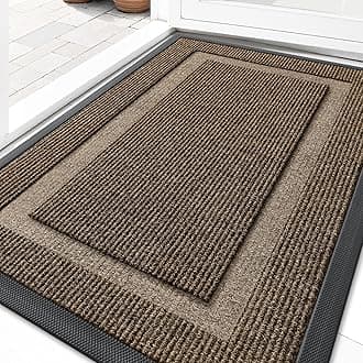 OLANLY Front Door Mat Indoor Outdoor Entrance, Waterproof All-Season, All-Weather Doormat, Durable Natural Rubber, Fade Resistant, Low Profile, Easy Clean Patio Porch Entryway Mat, 29.5x17, Brown