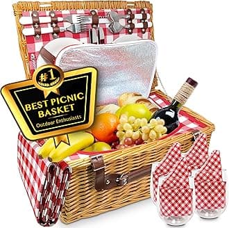 Picnic Basket, Blue/White