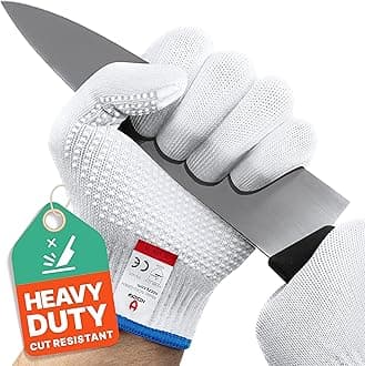NoCry Cut Resistant Protective Work Gloves with Rubber Grip Dots