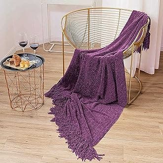 Cazimo Soft Chenille Premium Throw Blanket, Fade Resistant, All Seasons, Soft Decorative Throw for Living Room, Sofa, Chair and Couch, with Tassels Fringe, 220 TC, Pack of 1 Pcs. 60x50 Inches, Pink