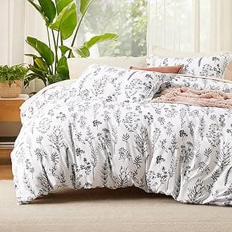 Bedsure King Comforter Set - Bright White Bed Set, 3 Pieces Cute Floral Bedding, 1 Soft Reversible Botanical Flowers Comforter and 2 Pillow Shams