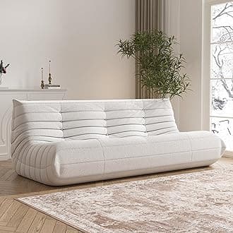 Big Bean Bag Chairs for Adults, 3 Seater Large Bean Bag Chair Sofa, Fireside Chair Lazy Sofa Chair with High Density Comfortable Foam, Modern Bean Bag for Living Room, Bedroom, Office (Beige)