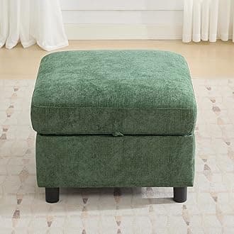 25”Square Storage Ottoman Module for Modular Sectional Sofa, Living Room Coffee Table Sectional Ottoman Footrest for Convertible Couch, Chenille Dark Green