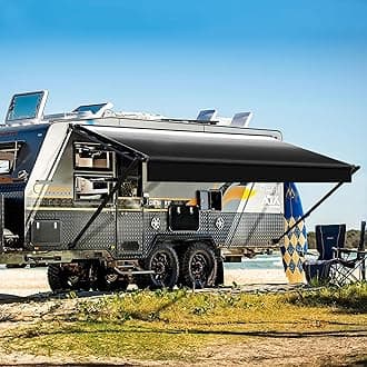YESCAMP Manual RV Awning Complete Kit Retractable Camper Awning for RV or Trailers RV Roll Out Awning for Camper or 5th Wheel,Travel Trailers,Toy Haulers,Motohome(20Ft,Black Frame,Black Fade)