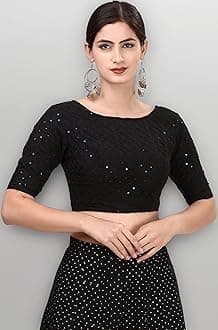 Traditional Cotton Fabric Blouse for Women | Elbow Length Sleeves | Wedding & Festival wear | Comfortable & Trendy Ethnic Wear | Readymade Blouse for Saree & Lehenga