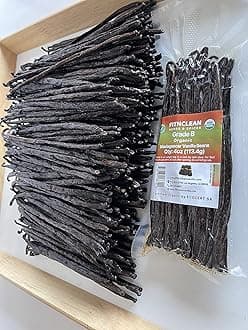 4oz Madagascar Vanilla Beans Organic Grade B. 5"-7" by FITNCLEAN VANILLA for extract, Cooking and Baking| 1/4Lb Whole NON-GMO Pods. Certified USDA Organic.