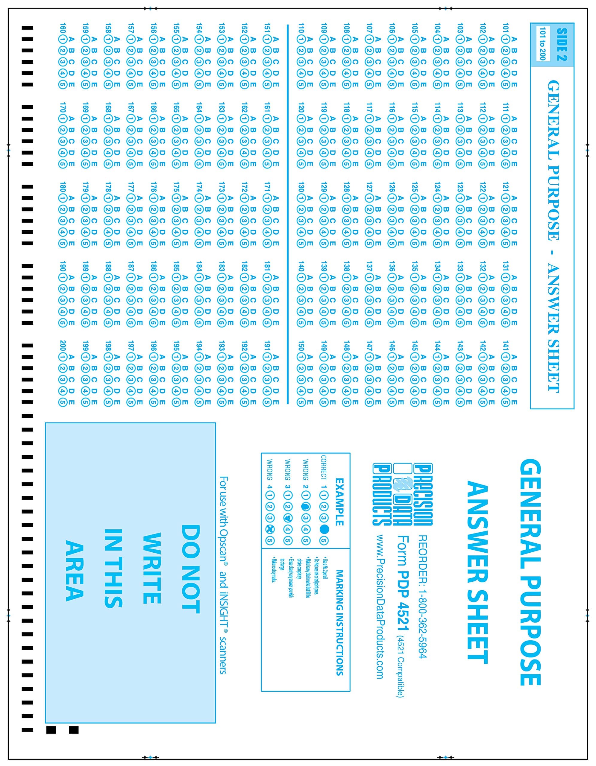 PDP 4521 Test Forms, 100 Pkg, General Purpose, Student Enrollment