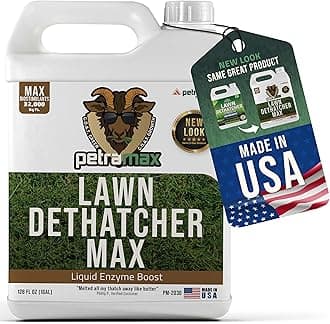 PetraTools Liquid Dethatcher, Lawn Dethatcher & Aerator, Grass Dethatcher & Thatch Rake Alternative, Thatch Remover, Liquid Thatch Remover, Lawn Dethatch Product, Lawn Dethatching Solutions (1 Gal)