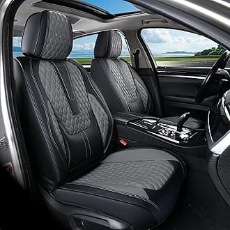 CoveradoCar Seat Covers Full Set, Nappa Leather Seat Covers for Car, Waterproof Car Seat Protector with Lumbar Support, Automotive Seat Covers Universal Fit for Most Cars SUV Trucks (Gray)