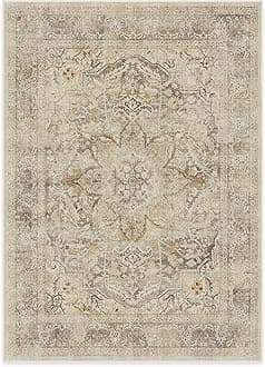 RUGGABLESarrah - Machine Washable Rug - Elegant Room Decor and Vintage Area Rug Perfect for Living Room Bedroom Kitchen - Stain Resistant - Pet & Child Friendly - Hazel 150cm x 215cm (Standard Pad)