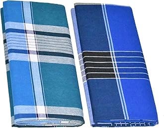 Men's Stitched Cotton Lungi; 2.10mtr; Free Size (Pack of 2) (Pattern May Vary)
