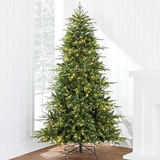 Full Aspen Christmas Tree, 7.5ft Pre-lit Realistic Noble Fir w/ 700 Glowing Micro LED Lights, 2-in-1 White & Multicolor