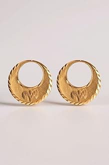 1 Micron 22K Gold Plated Nattiyan Earrings For Men's Panjabi Boy | Gold Plated Brass Material Golden Hoop Studs Earrings Bali For Mens Fashion's