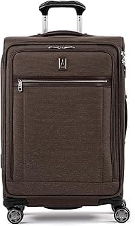 Platinum Elite Softside Expandable Checked Luggage, 8 Wheel Spinner Suitcase, TSA Lock, Men and Women, Rich Espresso Brown, Checked Medium 25-Inch