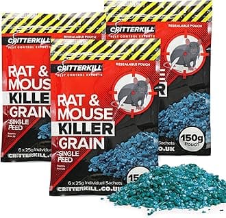 CritterKill Rat & Mouse Killer Poison Grain 150g SINGLE FEED - EXTRA STRENGTH (450g)