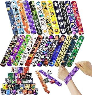 Slap Bracelets Wristband Slap Band for Kids - 24P Halloween Toy Snap Bracelet Bands Bulk for Boys & Girls Party Favors