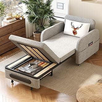 34.6" Pull Out Sofa Bed, Convertible Sleeper Sofa, 2-in-1 Couch Bed for Living Room & Small Spaces, RV Sofa Bed, Multi-Functional Folding Loveseat, Gray