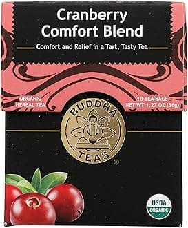 Buddha Teas Organic Cranberry Comfort Blend - OU Kosher, USDA Organic, CCOF Organic, 18 Bleach-Free Tea Bags