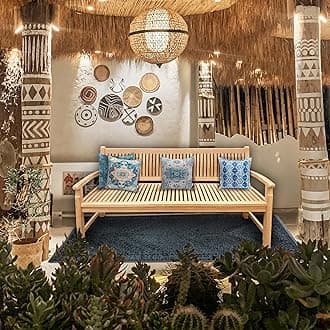 Seven Seas Teak El Mar Teak Outdoor Patio Bench, 6 Foot Made from Solid Teak Wood