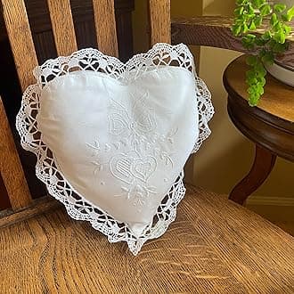 Embroidered and LACE 2-PC Pillow Decorative Pillow Set, 9 inches, Celeste White 9" 2 Count