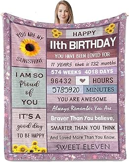11 Year Old Girl Birthday Gifts, Gifts for 11 Year Old Girl, 11th Birthday Gift for Girls Boys, Best 11th Presents for Girls Ideas Blanket 50"x60"