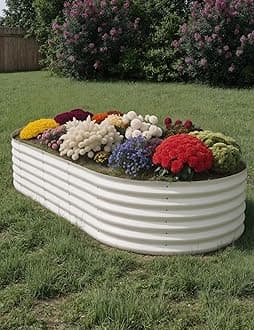 Patio Lawn 10x4x1.5ft Raised Garden Bed,Galvanized Raised Planter Boxes Outdoor with Easy Assembly, Large Garden Bed for Vegetables, Fruits, Flower,Raised Garden Bed,Beige