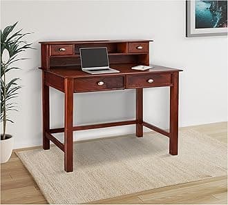 - Jangid Handicraft Solid Sheesham Wood Study Table for Adults | Computer Table for Home | Work from Home Table with 4 Drawers Storage | Rosewood, Basic Assembly, Honey Finish