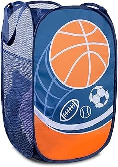Handy Laundry Collapsible Mesh Pop Up Hamper with Wide Opening and Side Pocket – Breathable, Sturdy, Foldable, and Space-Saving Design for Clothes and Storage. (Sports)