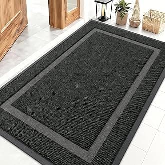 Front Door Mat Indoor Outdoor Entrance, Waterproof All-Season, All-Weather Doormat, Sturdy Natural Rubber, Fade Resistant, Low Profile, Easy Clean Patio Porch Entryway Mat, 47x32, Black