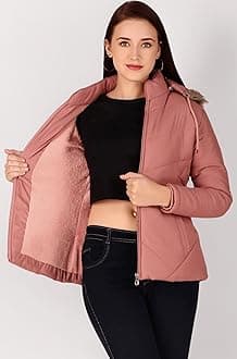 Girls and Women's Puffer Regular Fit Bomber Jacket For Winter Wear | Hooded Neck | Full Sleeve | Zipper | Casual Jacket For Woman & Girl | Western Stylish Jacket For Women