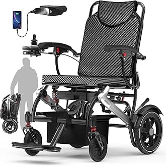 Electric Wheelchairs for Adults, Power Motorized Foldable Wheelchairs for Seniors Support 350 LBS, Only 36LBS Weight,15 Miles Range, Airline Approval, 500W Brushless Motors with LED Light (SIL)