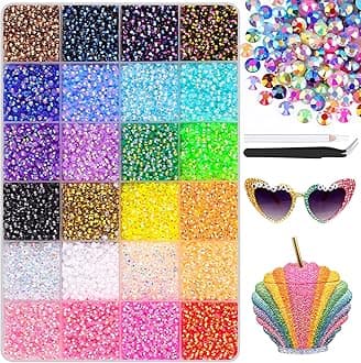 24000 Pieces Resin Rhinestones with Tweezers for Crafts, Multicolor, 3mm, Non-Hotfix Flat Back, Bedazzling Crystal for Crafts, Clothing, Cups, Shoes, Decoration, Nail Art
