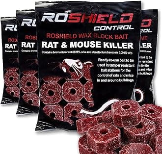 1.16kg Wax Block Bait for Rat & Mouse Killer Poison Control - Indoor, Outdoor All-Weather Rodent Bait Station Refill Packs (290g x 4 Packs)