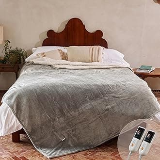 GOTCOZY Heated Blanket - Queen Size Electric Blanket with Dual Controller, 6 Heating Levels & 10 Hour Auto Off, ETL Certified (84x90 Inch Grey)
