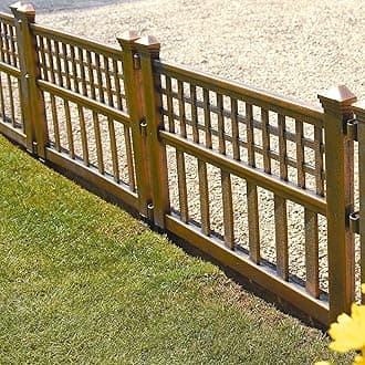 Taylor & Brown Plastic Fence Panels Garden Path Lawn Edging Plant Border Landscape Decorative Versatile Panels - Pack of 4, Bronze