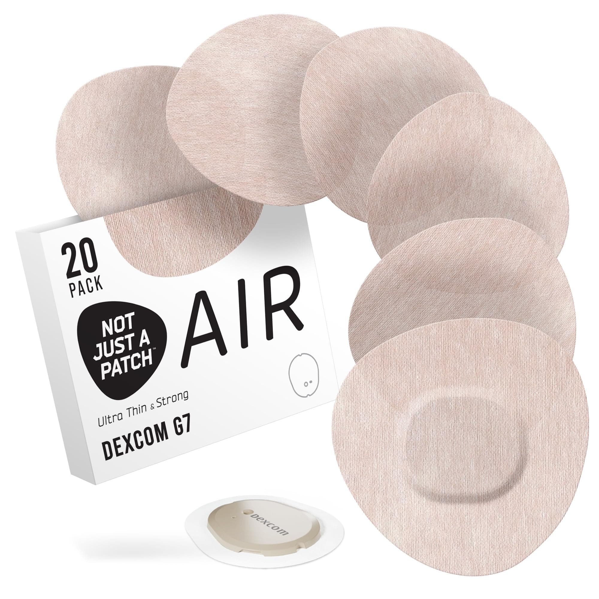 Not Just A Patch Air Dexcom G7 Adhesive Patch (20 Pack) - Stelo CGM & Dexcom G7 Overpatch with Ultra Hold Durable Sensor Cover - Beige