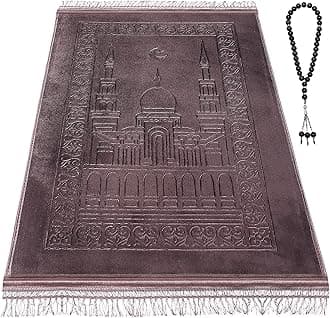 Muslim Prayer mat Extra Soft and Thick Padded Rug for Eid Travel Ramadan Islamic Gift and Great for Knees and Forehead