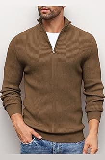 Men High Neck Zipper Full Sleeve Cotton Knitted Winter Sweater for Man